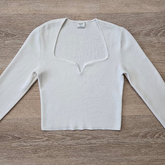 Abercrombie & Fitch Sweetheart Slim Semi Cropped Sweater White Size Small - Picture 4 of 16